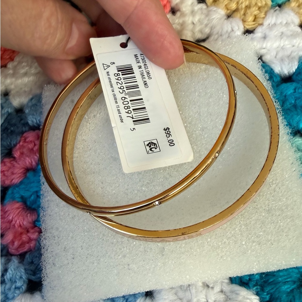 COACH Gold and Pink Signature Enamel Bangle Bracelet - Picture 2 of 3